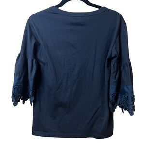 See By‎ Chloe Ultra Marine Blouse Flare Sleeve Eyelet Aplique Trim Size S